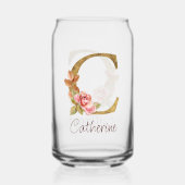 Individuelle Name Goldfolie Rosa Rose Letter C Dosenglas (Vorderseite)