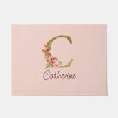 Individuelle Name Goldfolie Rosa Rose Letter C Fußmatte (Vorderseite)