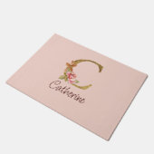 Individuelle Name Goldfolie Rosa Rose Letter C Fußmatte (Schrägansicht)