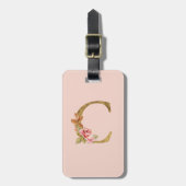 Individuelle Name Goldfolie Rosa Rose Letter C Gepäckanhänger (Vorderseite vertikal)