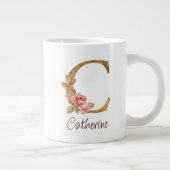 Individuelle Name Goldfolie Rosa Rose Letter C Jumbo-Tasse (Rechts)