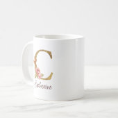 Individuelle Name Goldfolie Rosa Rose Letter C Kaffeetasse (Vorderseite Links)