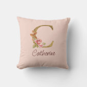 Individuelle Name Goldfolie Rosa Rose Letter C Kissen (Vorderseite)