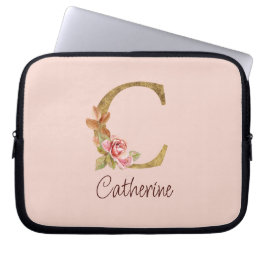 Individuelle Name Goldfolie Rosa Rose Letter C Laptopschutzhülle