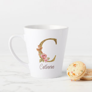 Individuelle Name Goldfolie Rosa Rose Letter C Milchtasse