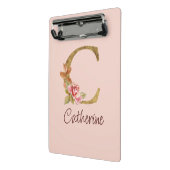 Individuelle Name Goldfolie Rosa Rose Letter C Mini Klemmbrett (Gewinkelt2)