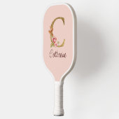 Individuelle Name Goldfolie Rosa Rose Letter C Pickleball Schläger (Links)