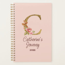 Individuelle Name Goldfolie Rosa Rose Letter C Planer