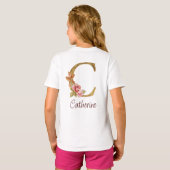 Individuelle Name Goldfolie Rosa Rose Letter C T-Shirt (Schwarz voll)