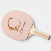 Individuelle Name Goldfolie Rosa Rose Letter C Tischtennis Schläger (Seitenansicht)