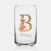 Individuelle Name Goldfolie Rosa Rosen Buchstabe B Dosenglas (Vorderseite)