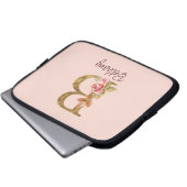 Individuelle Name Goldfolie Rosa Rosen Buchstabe B Laptopschutzhülle (Vorne Knopf)