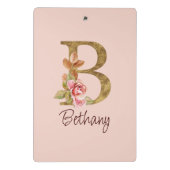 Individuelle Name Goldfolie Rosa Rosen Buchstabe B Mini Klemmbrett (Rückseite)