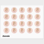 Individuelle Name Goldfolie Rosa Rosen Buchstabe B Runder Aufkleber (Blatt)