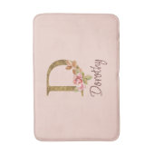 Individuelle Name Goldfolie Rosa Rosen Buchstabe D Badematte (Vorderseite Vertikal)