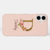 Individuelle Name Goldfolie Rosa Rosen Buchstabe D Case-Mate iPhone Hülle (Rückseite (Horizontal))