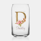 Individuelle Name Goldfolie Rosa Rosen Buchstabe D Dosenglas (Vorderseite)