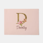 Individuelle Name Goldfolie Rosa Rosen Buchstabe D Fußmatte (Vorderseite)