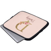Individuelle Name Goldfolie Rosa Rosen Buchstabe D Laptopschutzhülle (Vorne Knopf)