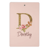 Individuelle Name Goldfolie Rosa Rosen Buchstabe D Mini Klemmbrett (Rückseite)