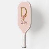 Individuelle Name Goldfolie Rosa Rosen Buchstabe D Pickleball Schläger (Links)