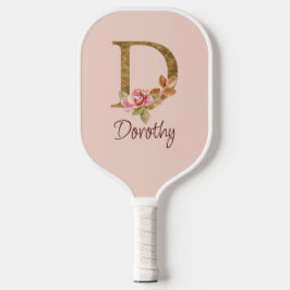 Individuelle Name Goldfolie Rosa Rosen Buchstabe D Pickleball Schläger