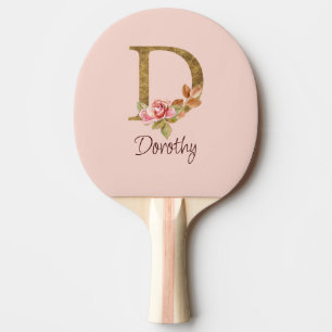 Individuelle Name Goldfolie Rosa Rosen Buchstabe D Tischtennis Schläger