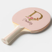 Individuelle Name Goldfolie Rosa Rosen Buchstabe D Tischtennis Schläger (Vorderseite)