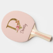 Individuelle Name Goldfolie Rosa Rosen Buchstabe D Tischtennis Schläger (Seitenansicht)