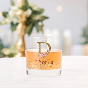 Individuelle Name Goldfolie Rosa Rosen Buchstabe D Whiskyglas