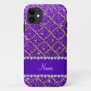 Individuelle Name Goldindigo lila Glitzer Marokko iPhone 11 Hülle