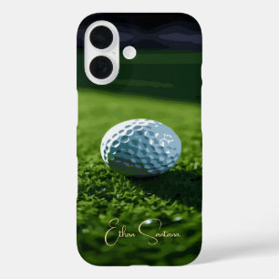 Individuelle Name Golf Ball auf Gras iPhone 16 Hülle