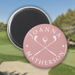 Individuelle Name Golf Clubs Dusty Rose und White  Magnet