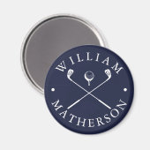 Individuelle Name Golf Clubs Navy Blue und White Magnet (Vorderseite/Rückseite)