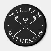 Individuelle Name Golf Clubs Schwarz und Weiß Magnet (Vorne)