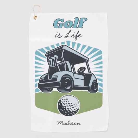 Individuelle Name Golf ist das Leben Golfhandtuch (Vorderseite)