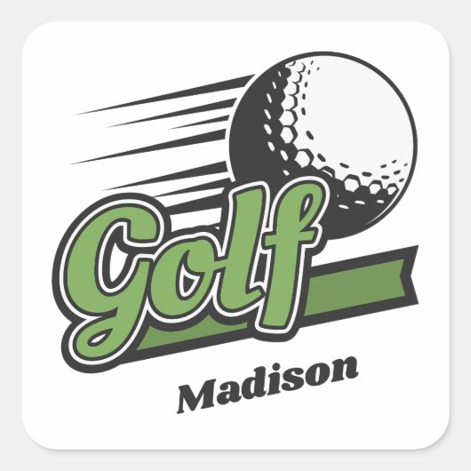 Individuelle Name Golf Quadratischer Aufkleber (Vorderseite)