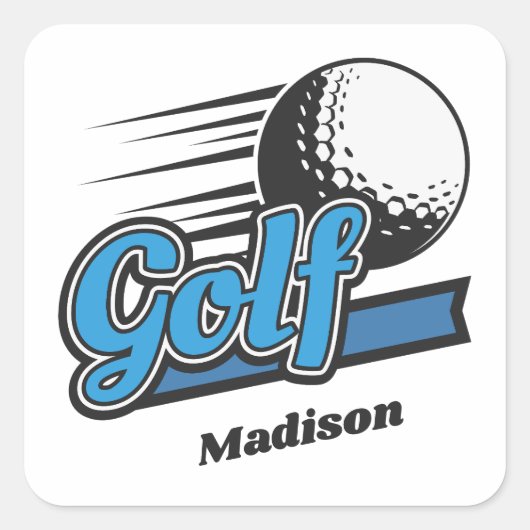 Individuelle Name Golf Quadratischer Aufkleber (Vorderseite)