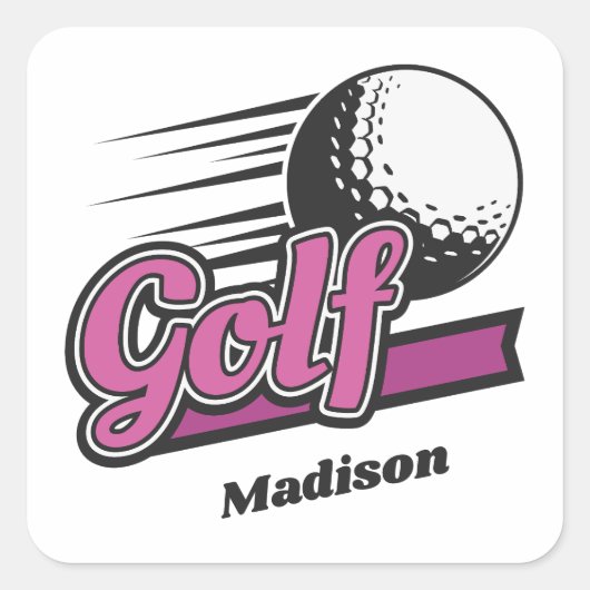 Individuelle Name Golf Quadratischer Aufkleber (Vorderseite)