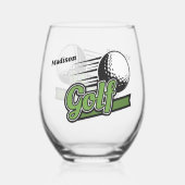 Individuelle Name Golf Weinglas Ohne Stiel (Vorderseite)