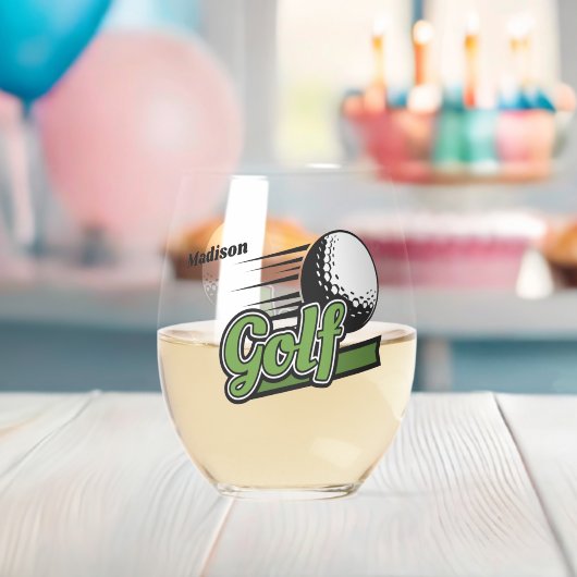 Individuelle Name Golf Weinglas Ohne Stiel (Insitu (Baby Party))