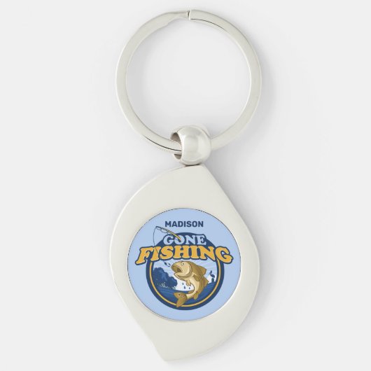 Individuelle Name Gone Fishing Schlüsselanhänger (Vorderseite)