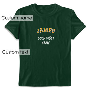 Individuelle Name Good Vibes Crew Green Gold Graph T-Shirt