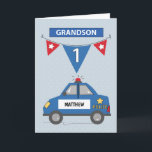 Individuelle Name Grandson 1. Geburtstag Blaues Po Karte<br><div class="desc">Lege seinen Namen auf die Vorderseite dieser Karte,  um deinen Gruß so persönlich wie möglich zu machen. Ja! Diese anpassbare Karte ermöglicht Ihnen,  das zu tun. Schick einen 1. Geburtstag Gruß an deinen lieben Enkel mit diesem.</div>