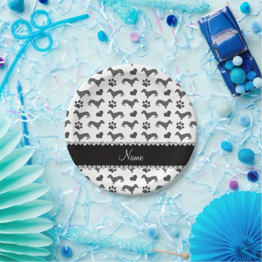 Individuelle Name graue Dackeln Pappteller (Party)