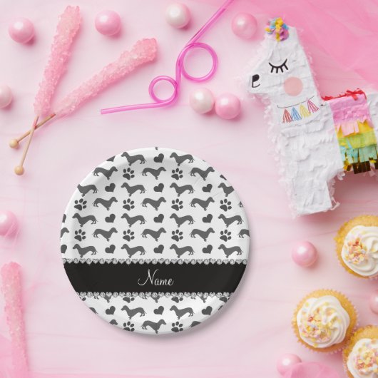 Individuelle Name graue Dackeln Pappteller (Party)