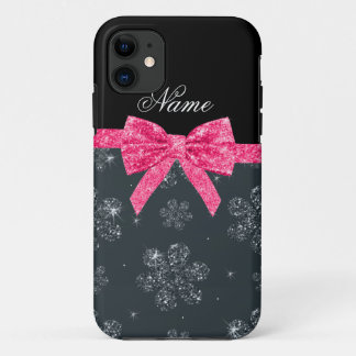 Individuelle Name Graue Glitzer Blume Rosa Glitzer Case-Mate iPhone Hülle