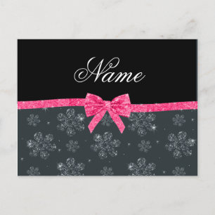 individuelle Name Graue Glitzer Blume Rosa Glitzer Postkarte
