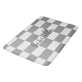 Individuelle Name-Graue Karo-Blockstruktur Badematte