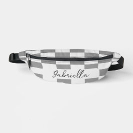 Individuelle Name-Graue Karo-Blockstruktur Bauchtasche